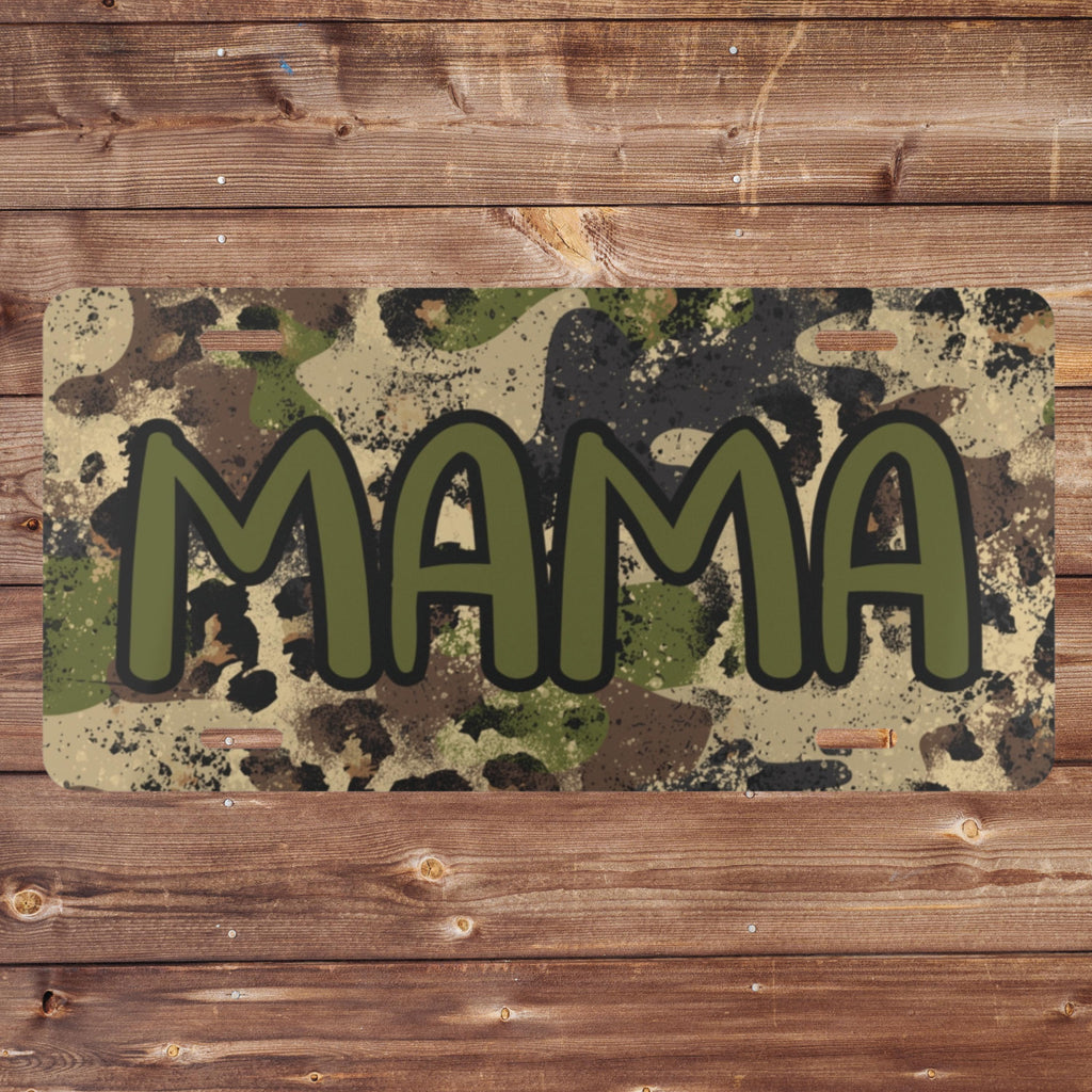 Mama Camouflage Leopard Blended Pattern Front Decorative License Plate