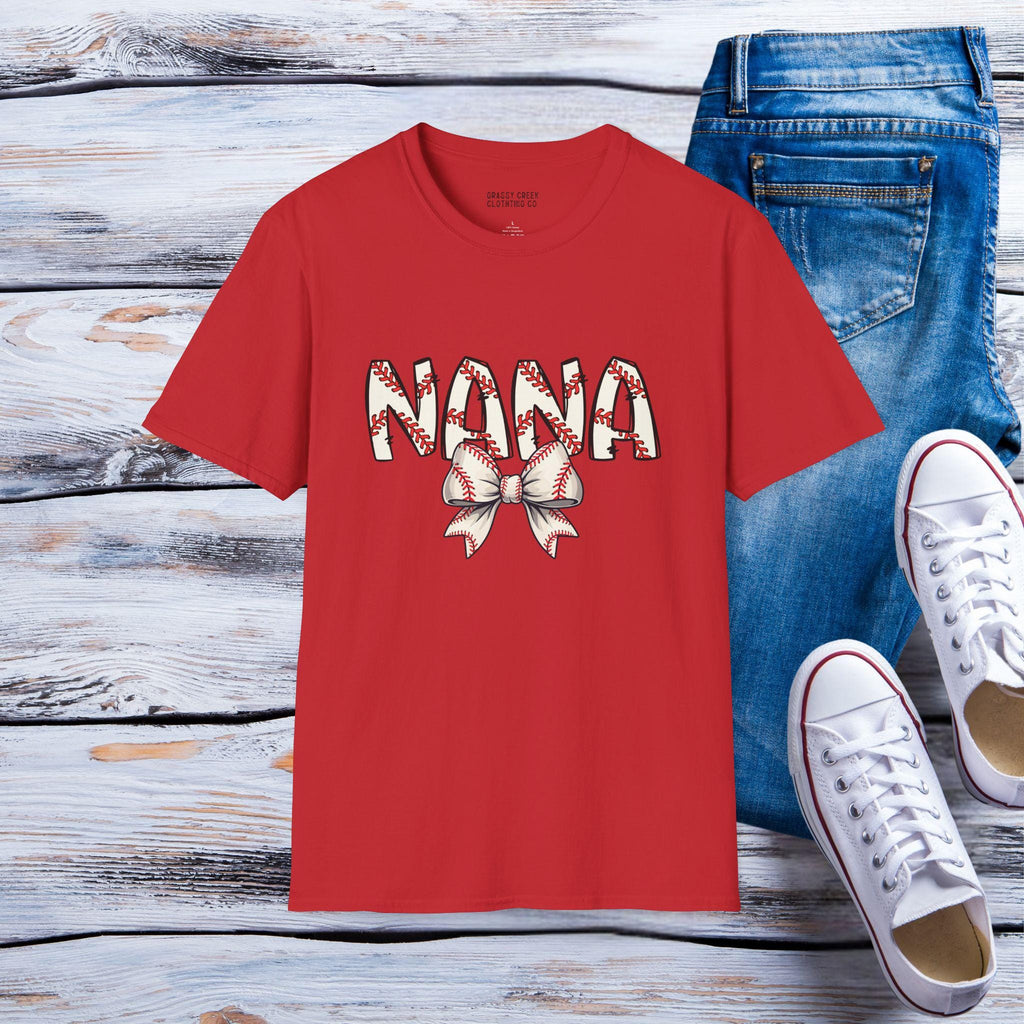 Nana Coquette Bow Sport Themed Graphic T-Shirts: Baseball, Softball, Football
