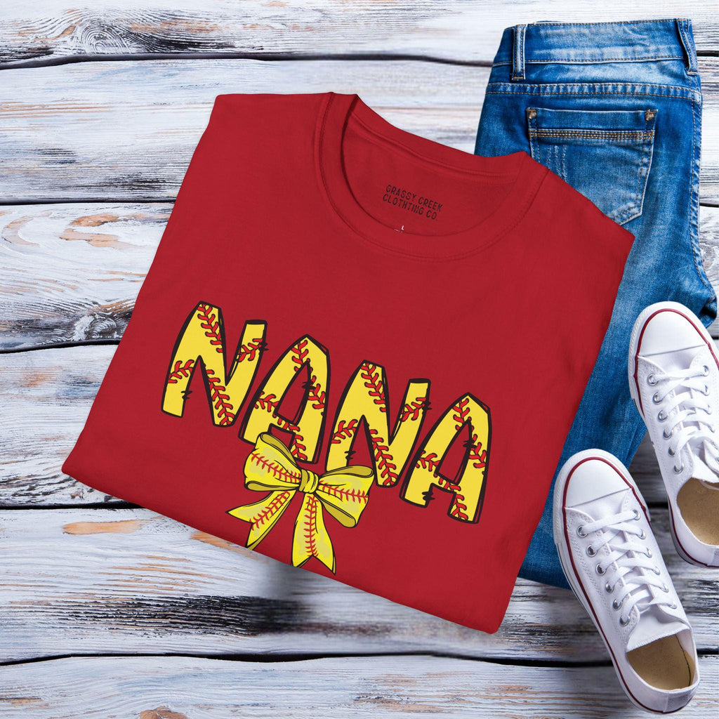 Nana Coquette Bow Sport Themed Graphic T-Shirts: Baseball, Softball, Football