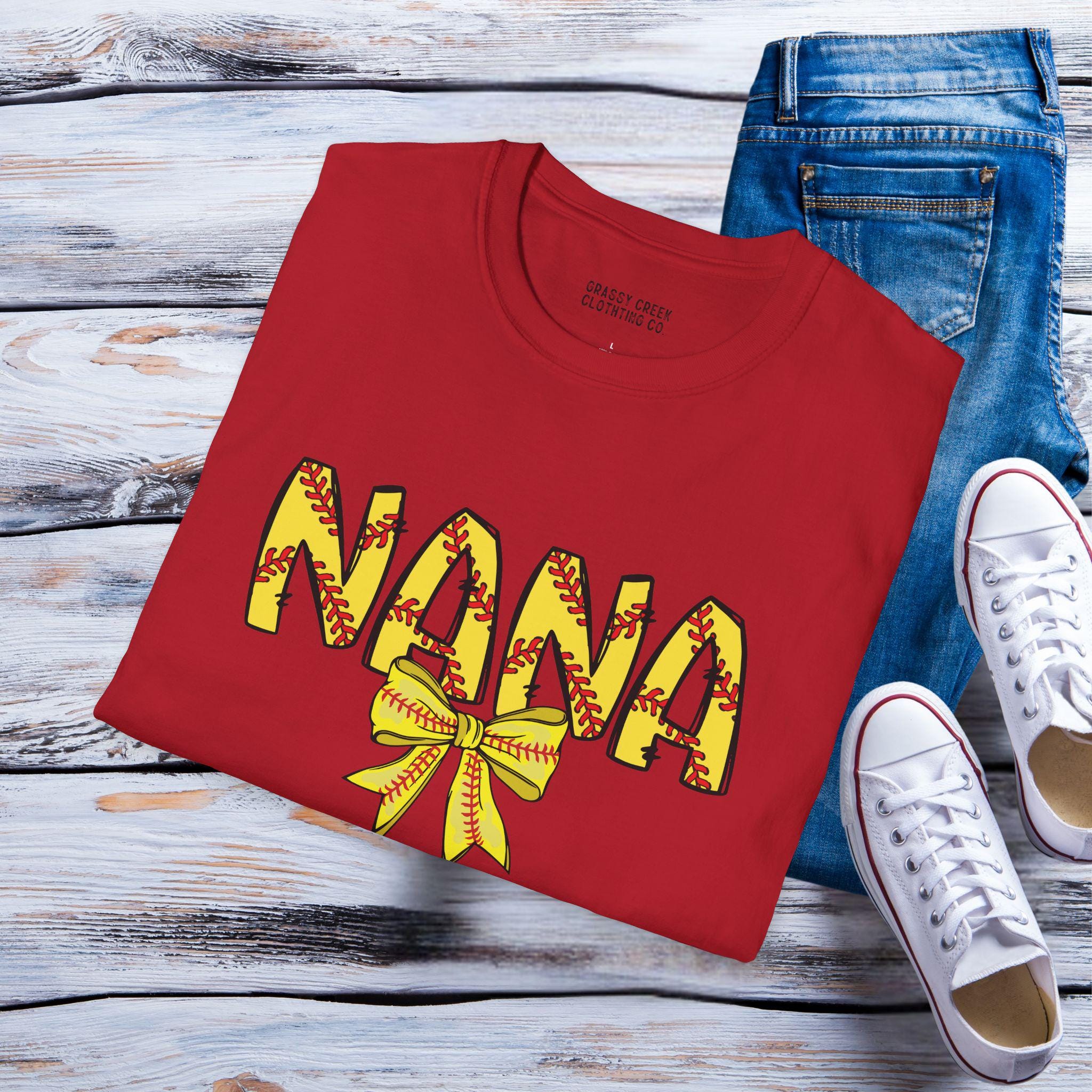 Nana Coquette Bow Sport Themed Graphic T-Shirts: Baseball, Softball, Football