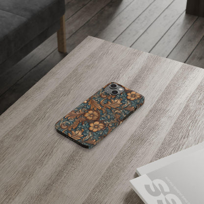 Blue Tooled Leather Western Slim iPhone Case