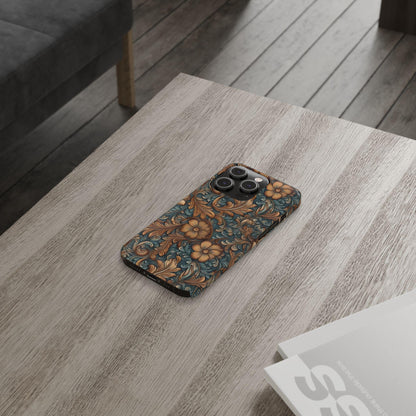 Blue Tooled Leather Western Slim iPhone Case