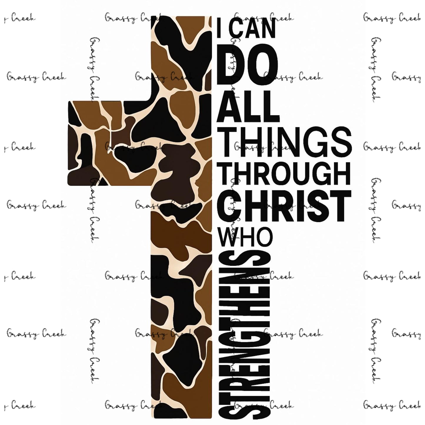 Faith & Camo Tee – Philippians 4:13 Hunting Cross "I Can Do All Things Through Christ Who Strengthens Me File" PNG - Digital Download