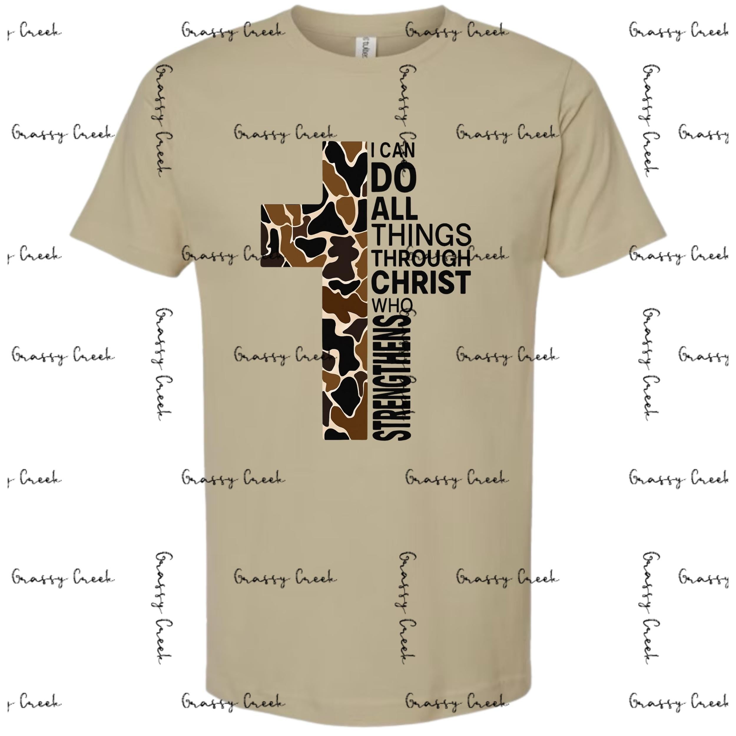 Faith & Camo Tee – Philippians 4:13 Hunting Cross "I Can Do All Things Through Christ Who Strengthens Me File" PNG - Digital Download