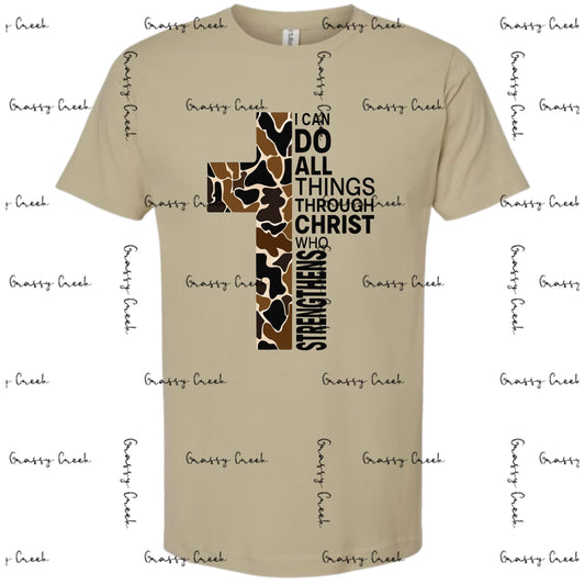 Faith & Camo Tee – Philippians 4:13 Hunting Cross "I Can Do All Things Through Christ Who Strengthens Me File" PNG - Digital Download
