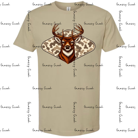 Rustic Old School Camouflage Deer Head Hunting Theme PNG - Digital Download