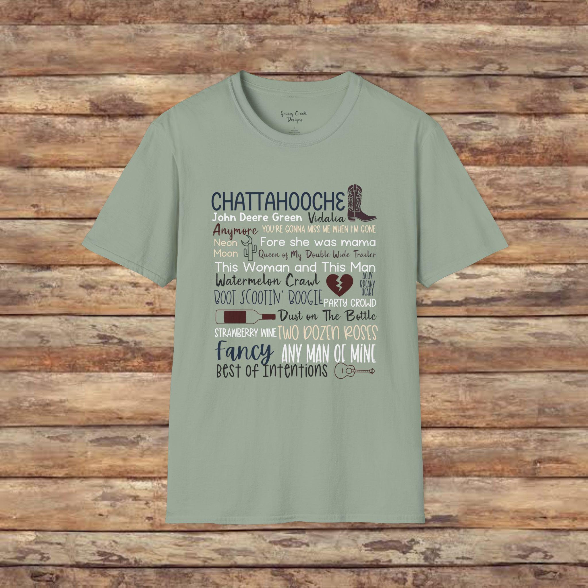 90s Country Classic Song Titles Typography Softstyle T-Shirt