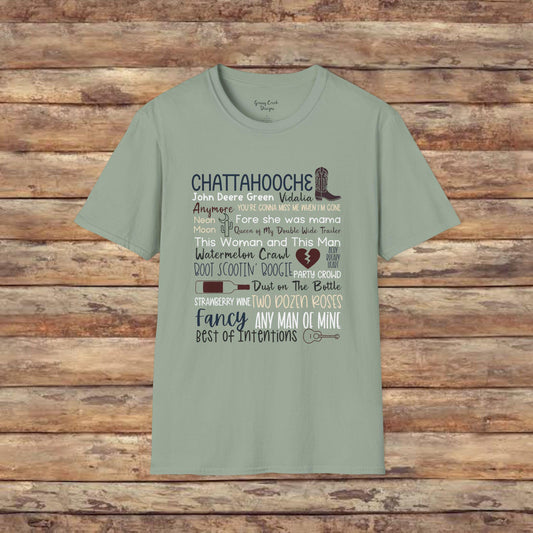 90s Country Classic Song Titles Typography Softstyle T-Shirt