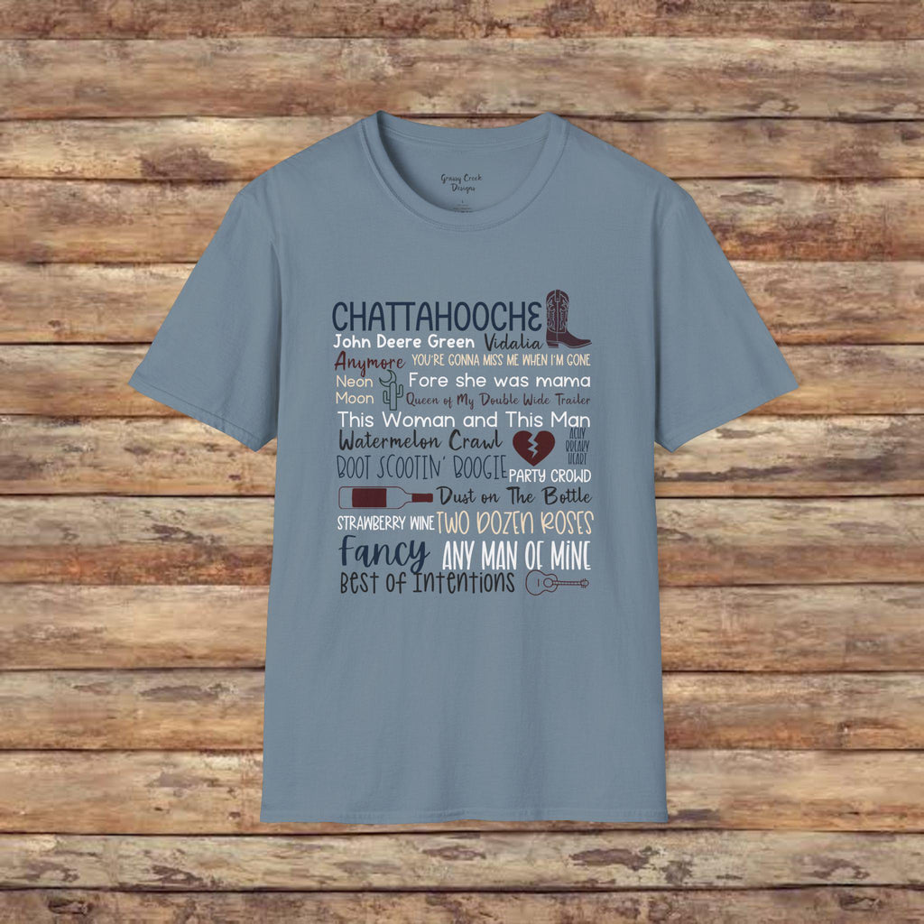 90s Country Classic Song Titles Typography Softstyle T-Shirt