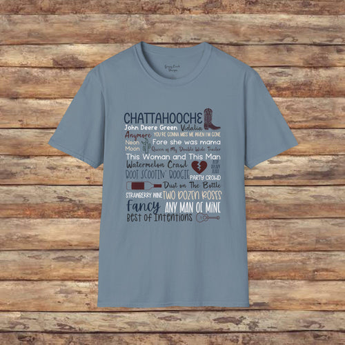 90s Country Classic Song Titles Typography Softstyle T-Shirt