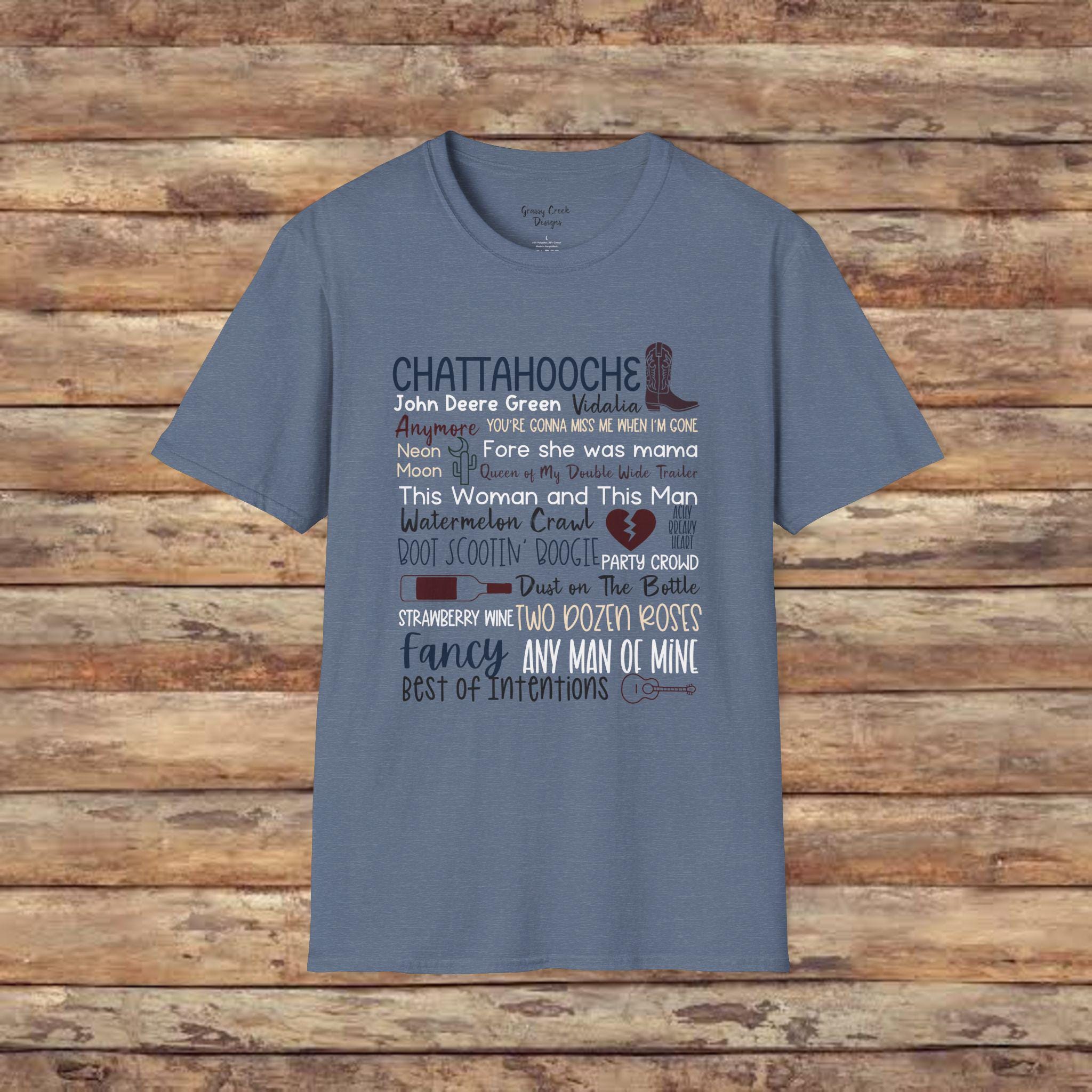 90s Country Classic Song Titles Typography Softstyle T-Shirt
