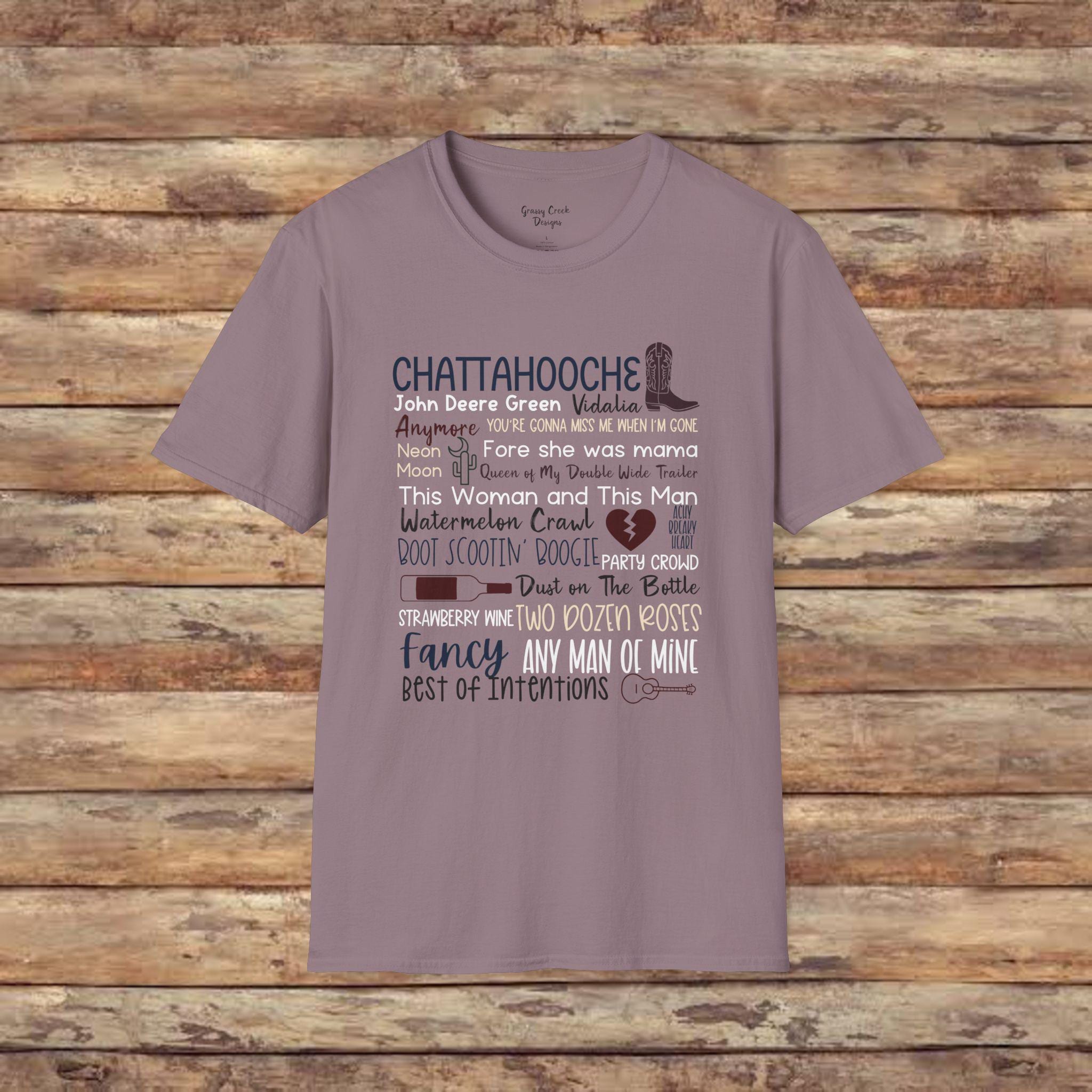 90s Country Classic Song Titles Typography Softstyle T-Shirt