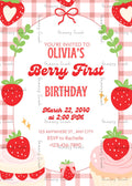 Berry First Strawberry Themed Customized Printable Birthday Invitation - Digital Download