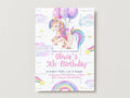 Unicorn & Rainbow Watercolor Themed Customized Printable Birthday Invitation - Digital Download