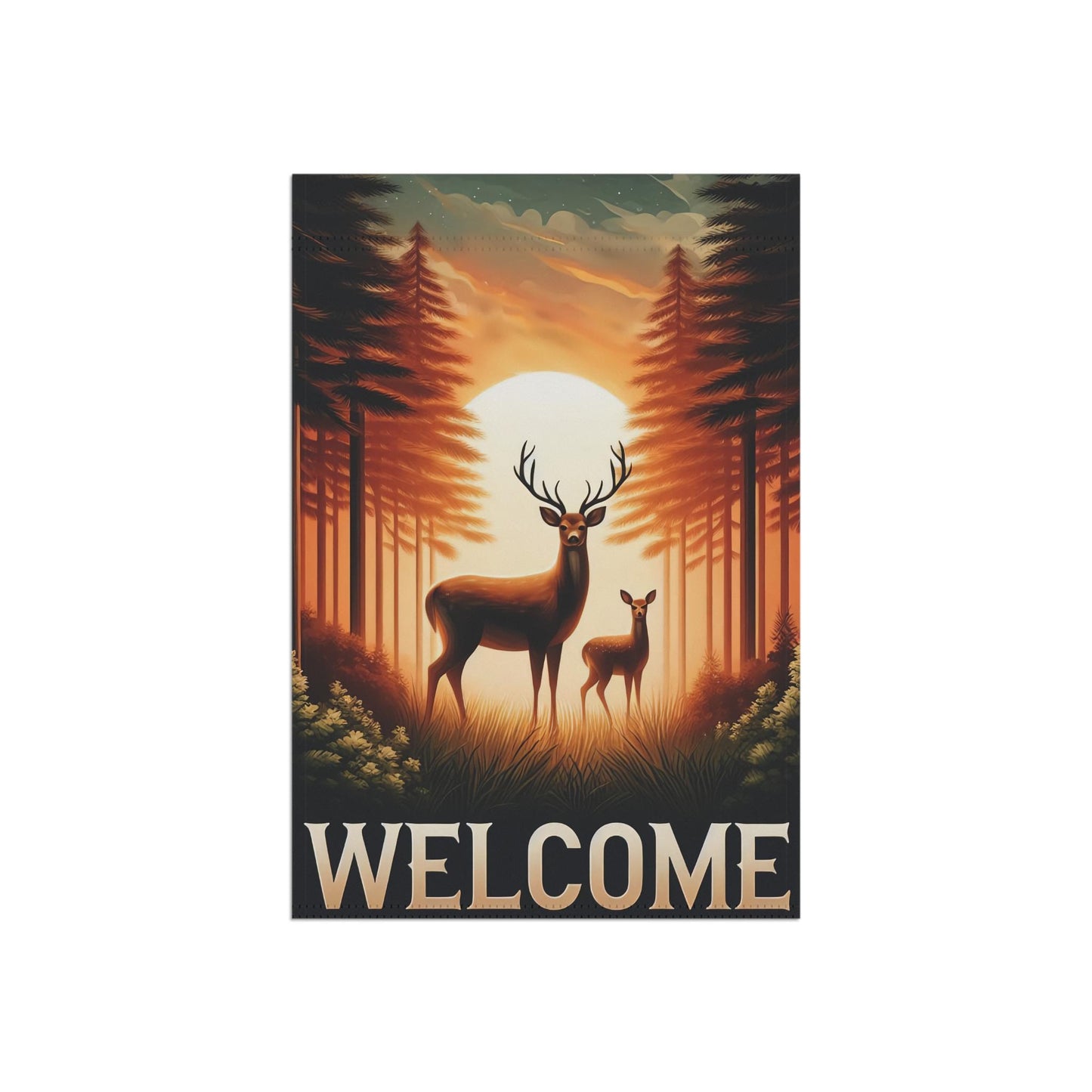 Rustic Welcome Deer Garden Flag 12" x 18"