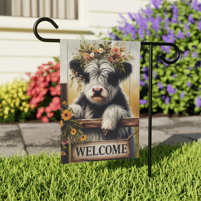 Welcome Cow Sunflower Garden Flag 12" x 18"