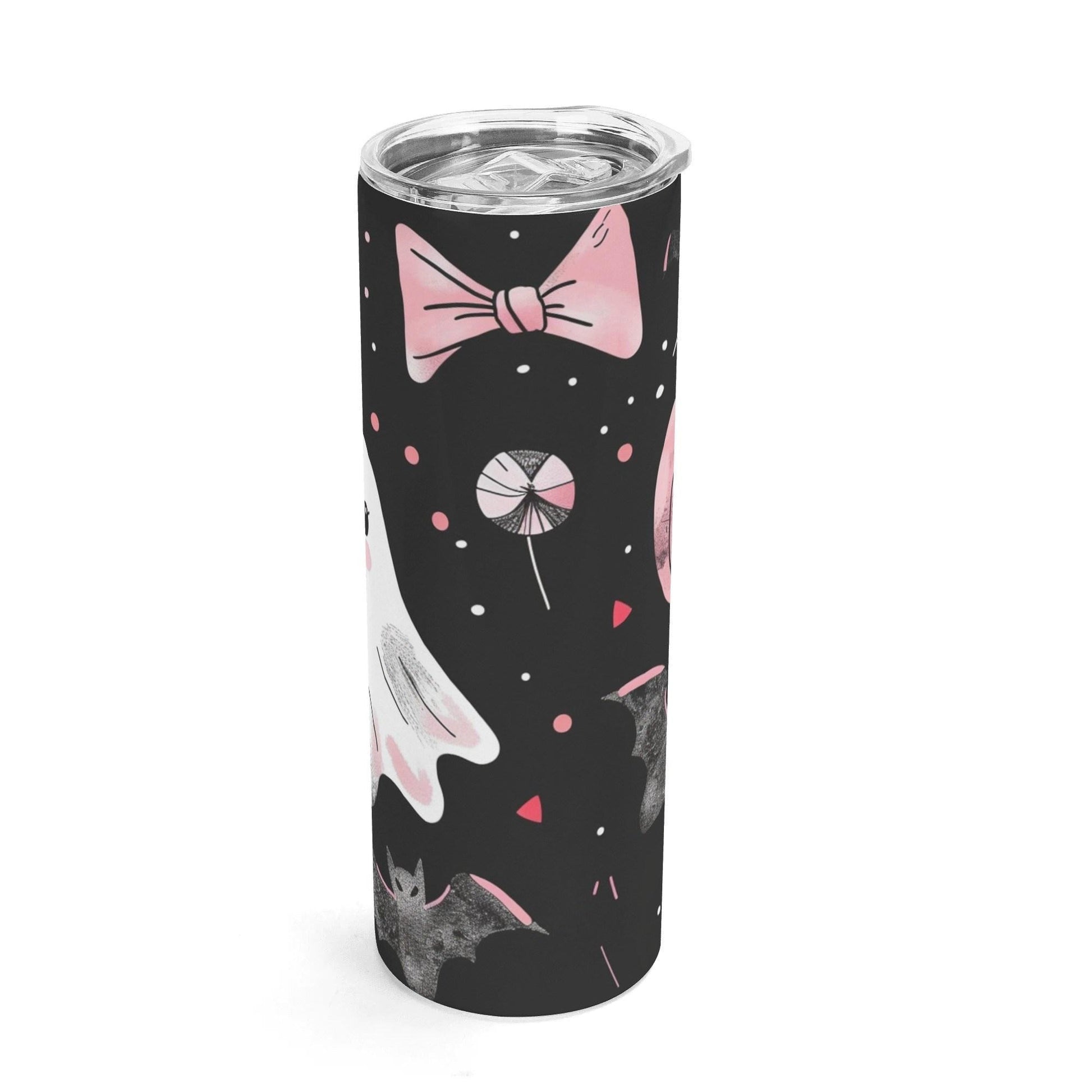 Ghosts & Bats with Pink Accents Girly Halloween 20oz Skinny Stainless Steel Tumbler