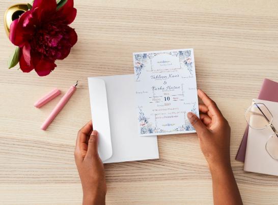 Romantic Blue & Ivory Floral Wedding Customized Printable Invitation - Digital Download