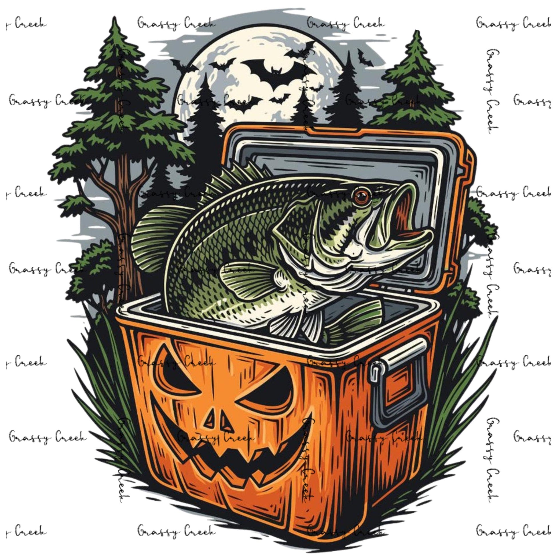 Pumpkin Patch Bass: Fall Fishing Vibes PNG - Digital Download