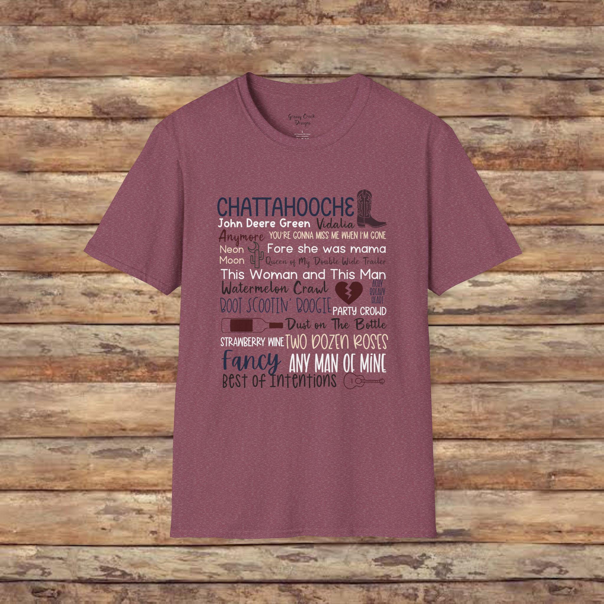 90s Country Classic Song Titles Typography Softstyle T-Shirt