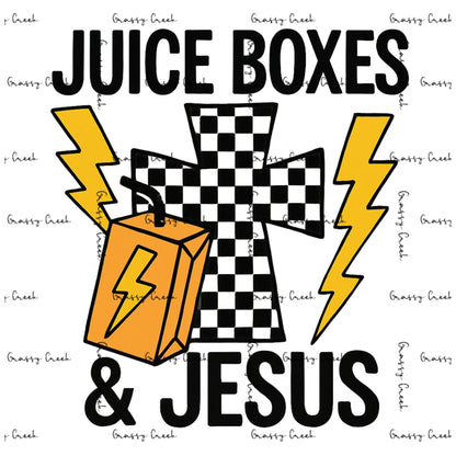 Juice Boxes & Jesus - Lightning Bolts and Checkered Flag PNG - Digital Download