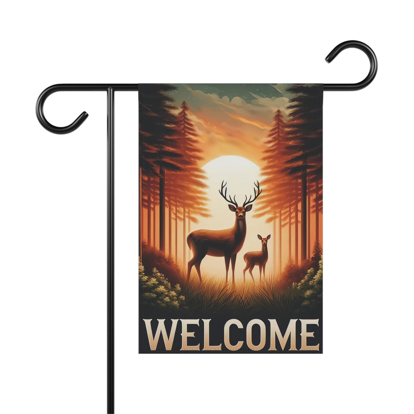 Rustic Welcome Deer Garden Flag 12" x 18"