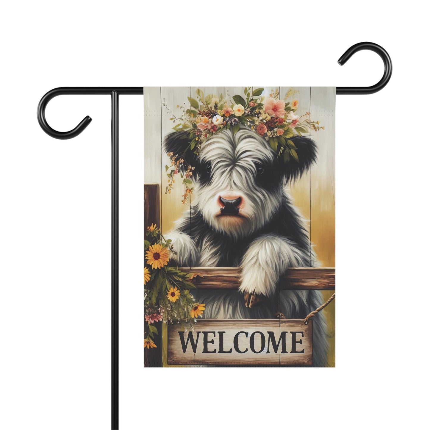 Welcome Cow Sunflower Garden Flag 12" x 18"