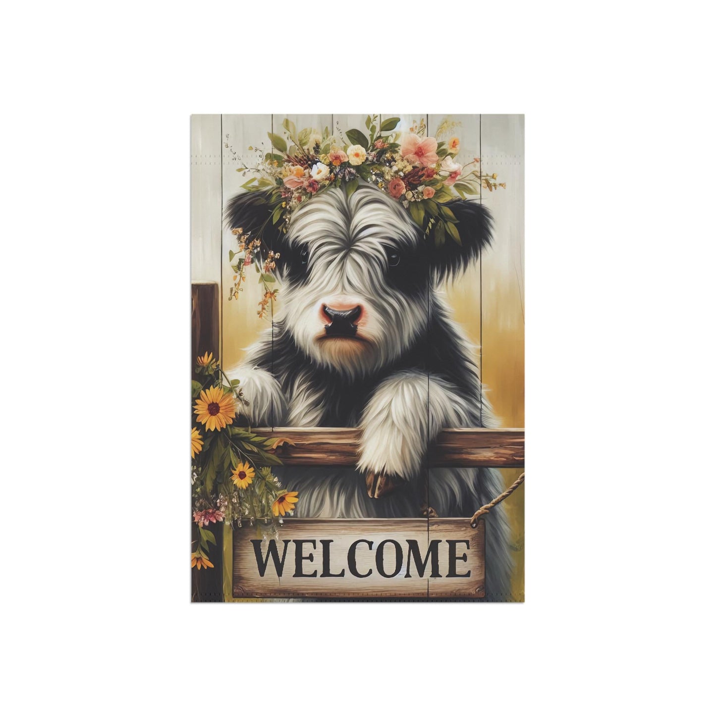 Welcome Cow Sunflower Garden Flag 12" x 18"