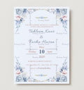 Romantic Blue & Ivory Floral Wedding Customized Printable Invitation - Digital Download