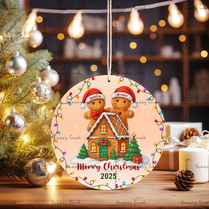 Personalized Family Name Gingerbread House Christmas Ornament