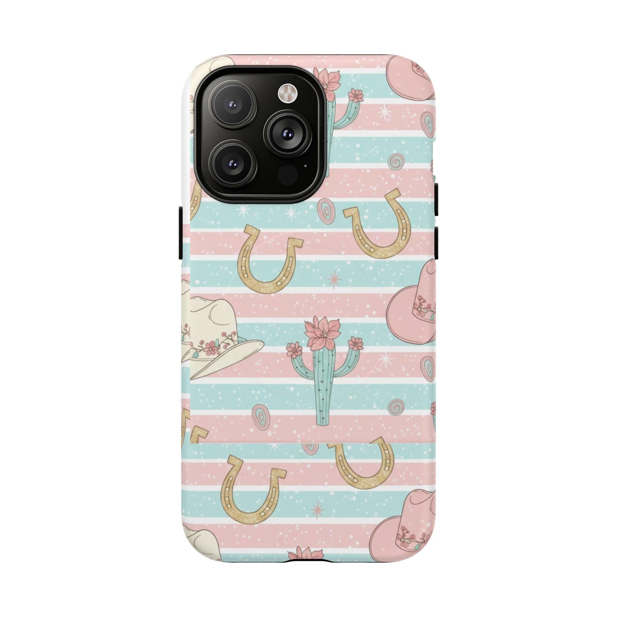 Pastel Print Striped Rodeo Style Western Magnetic Impact-Resistant Phone Case for Apple iPhone Models