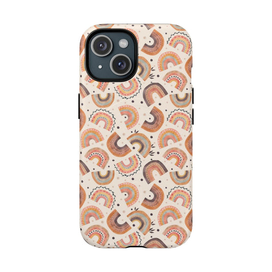 Cozy Boho Aesthetic Terracotta Rainbow Magnetic Impact-Resistant Phone Case for Apple iPhone Models