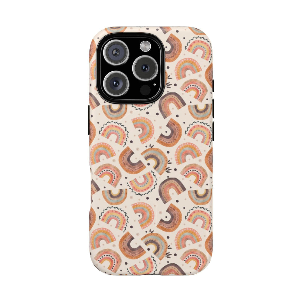 Cozy Boho Aesthetic Terracotta Rainbow Magnetic Impact-Resistant Phone Case for Apple iPhone Models