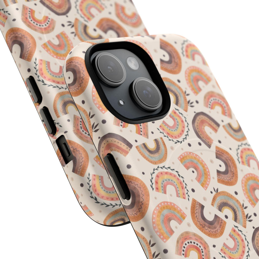 Cozy Boho Aesthetic Terracotta Rainbow Magnetic Impact-Resistant Phone Case for Apple iPhone Models