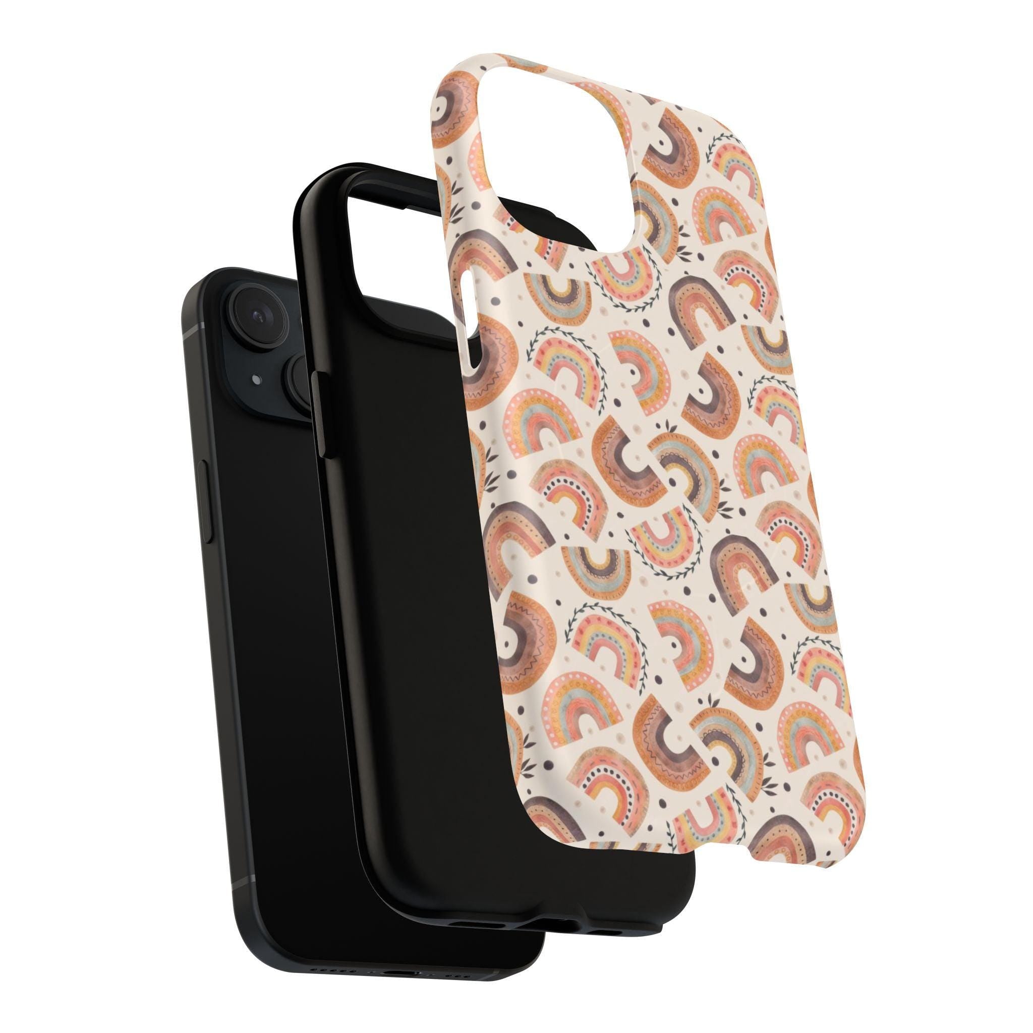Cozy Boho Aesthetic Terracotta Rainbow Magnetic Impact-Resistant Phone Case for Apple iPhone Models