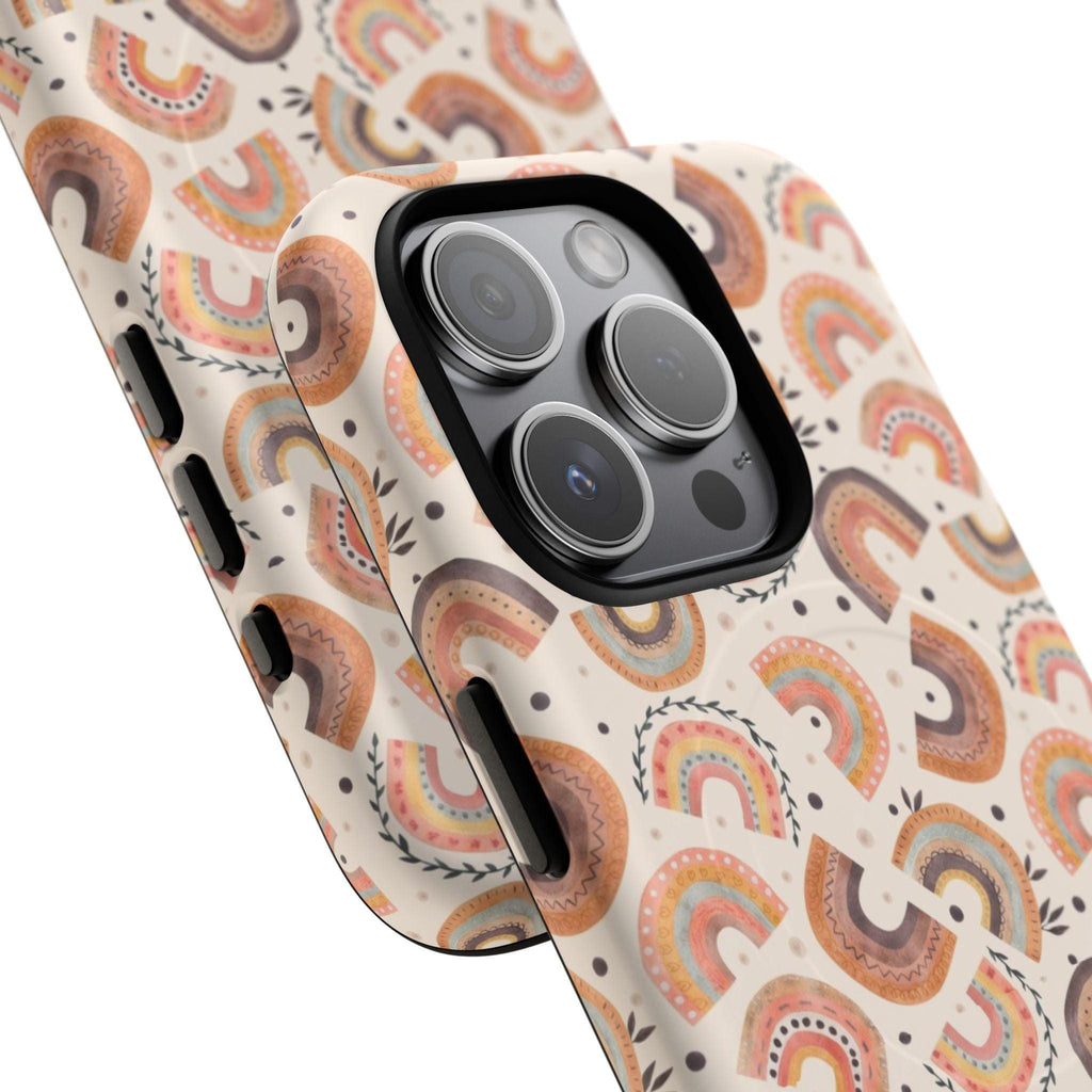Cozy Boho Aesthetic Terracotta Rainbow Magnetic Impact-Resistant Phone Case for Apple iPhone Models