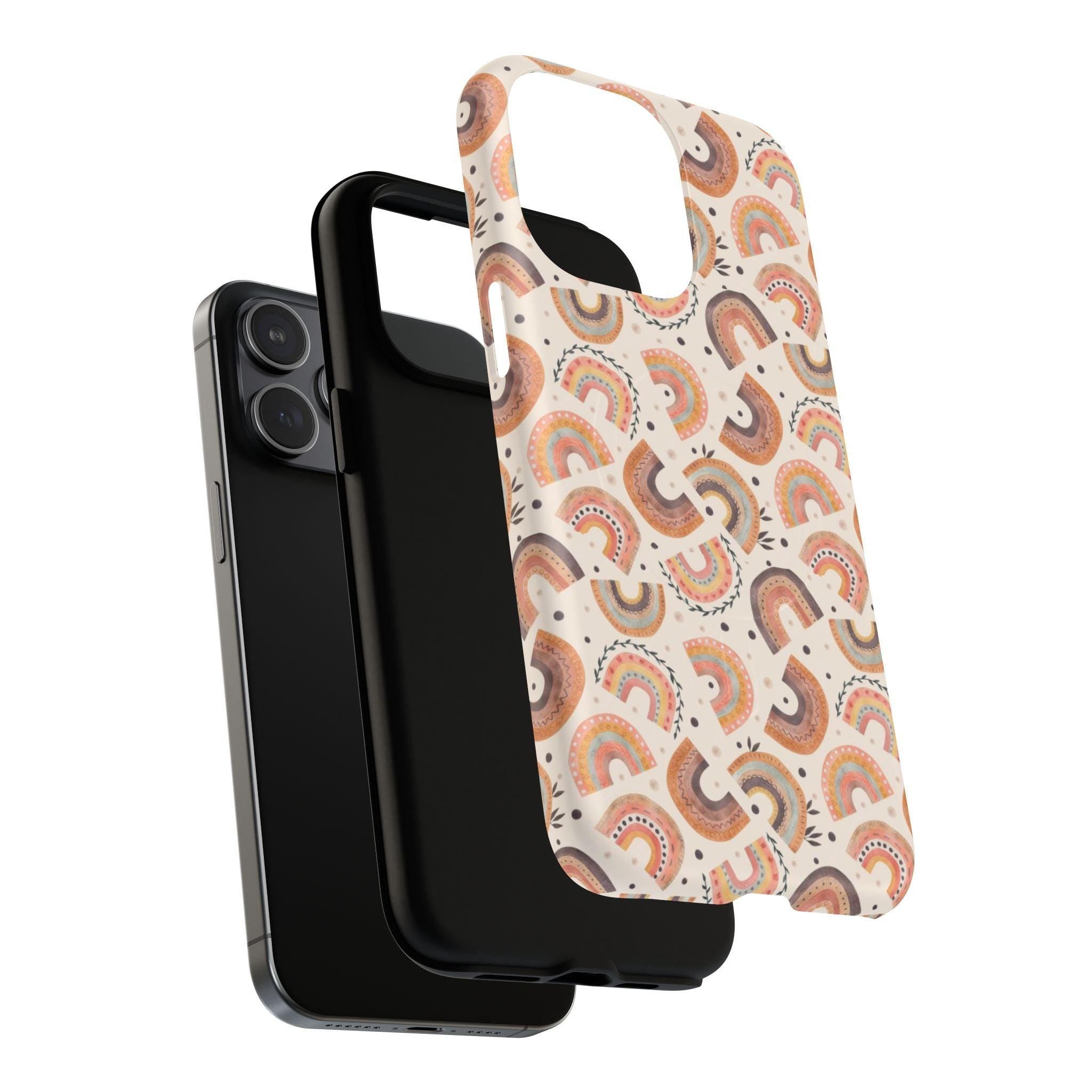 Cozy Boho Aesthetic Terracotta Rainbow Magnetic Impact-Resistant Phone Case for Apple iPhone Models