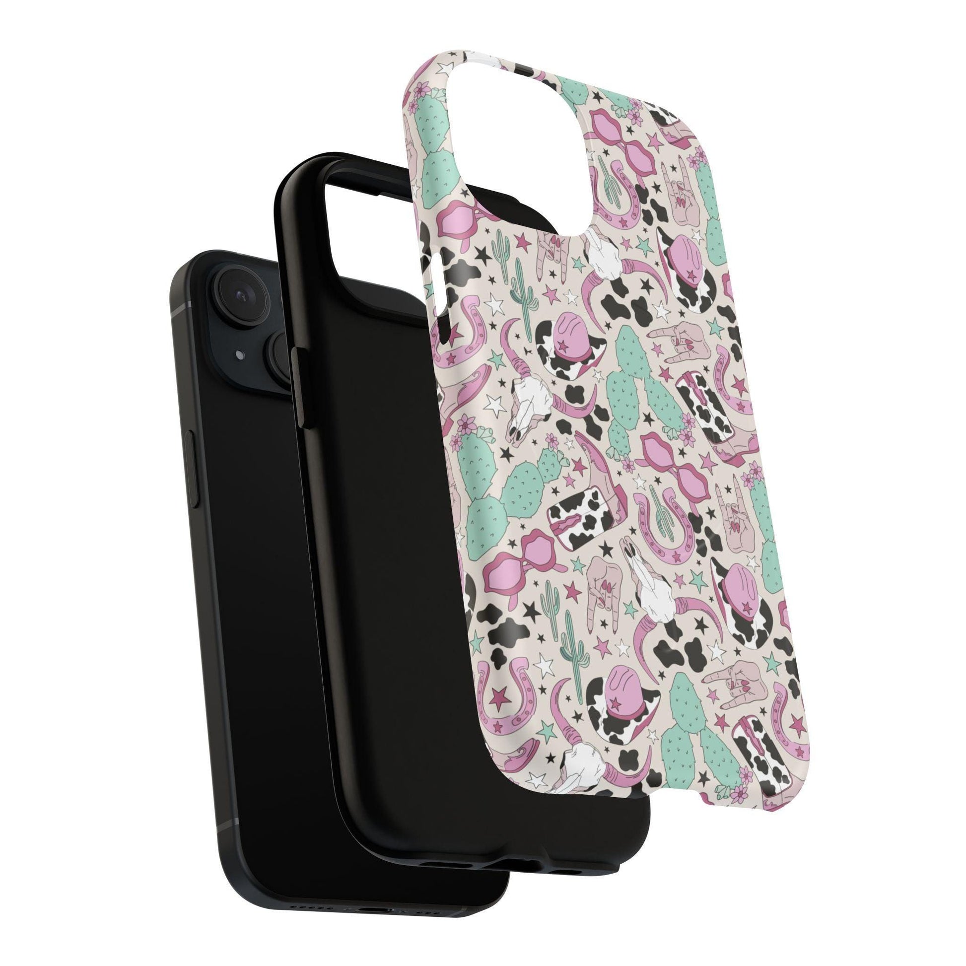 Boots, Skulls & Cactus Pastel Western Print Magnetic Impact-Resistant Phone Case for Apple iPhone Models