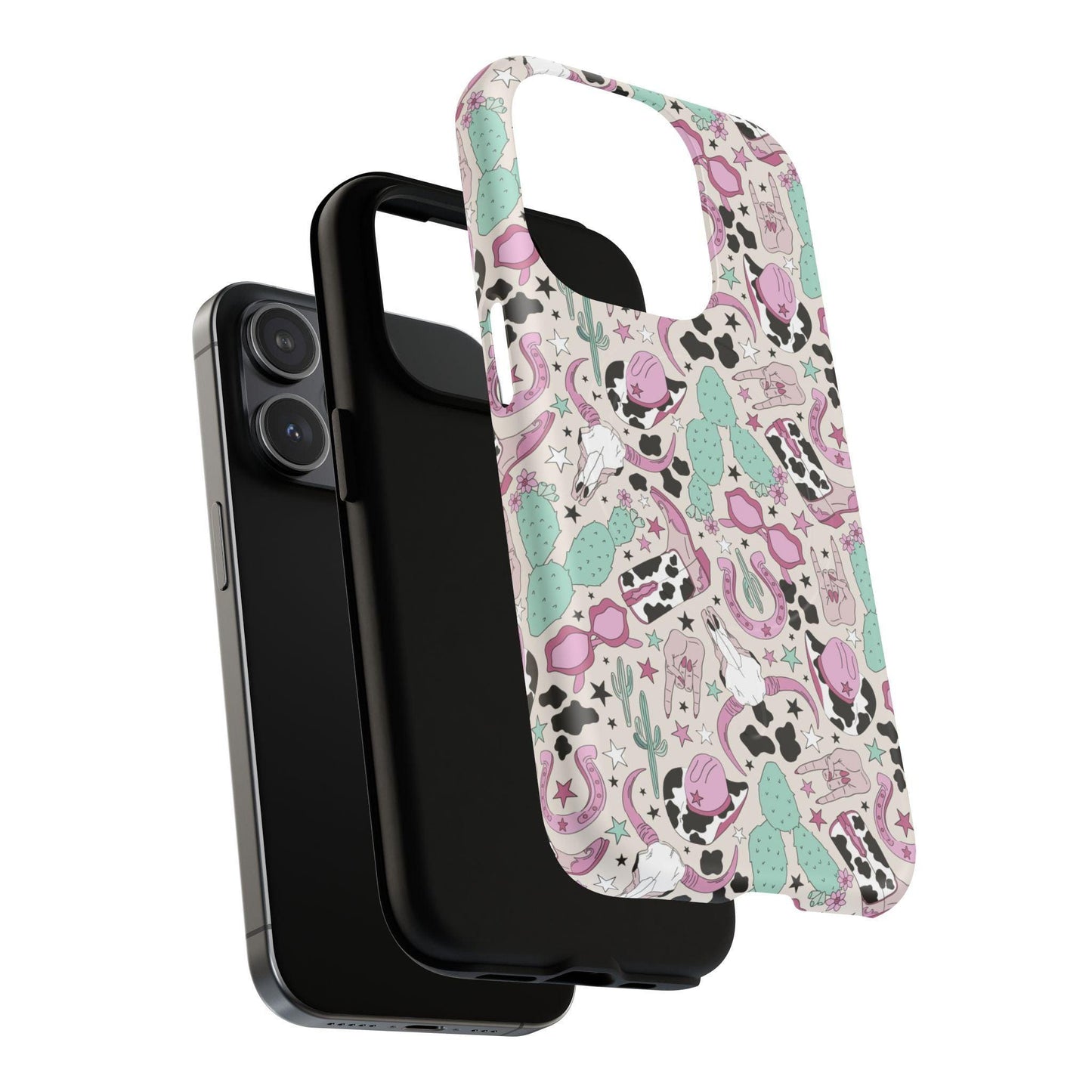 Boots, Skulls & Cactus Pastel Western Print Magnetic Impact-Resistant Phone Case for Apple iPhone Models