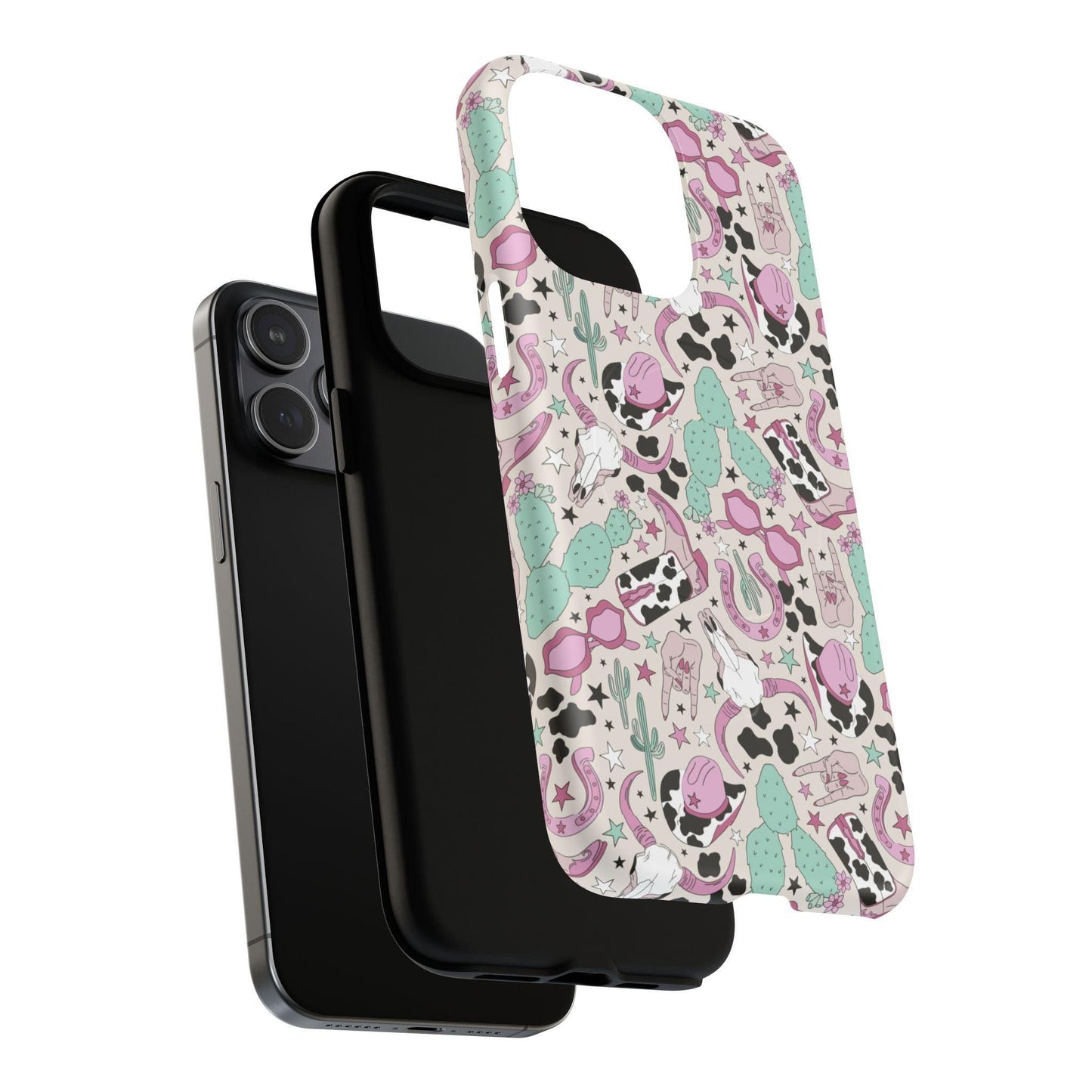 Boots, Skulls & Cactus Pastel Western Print Magnetic Impact-Resistant Phone Case for Apple iPhone Models