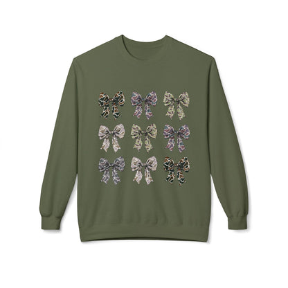 Old Camo Bow Coquette Crewneck Women's Sweatshirt