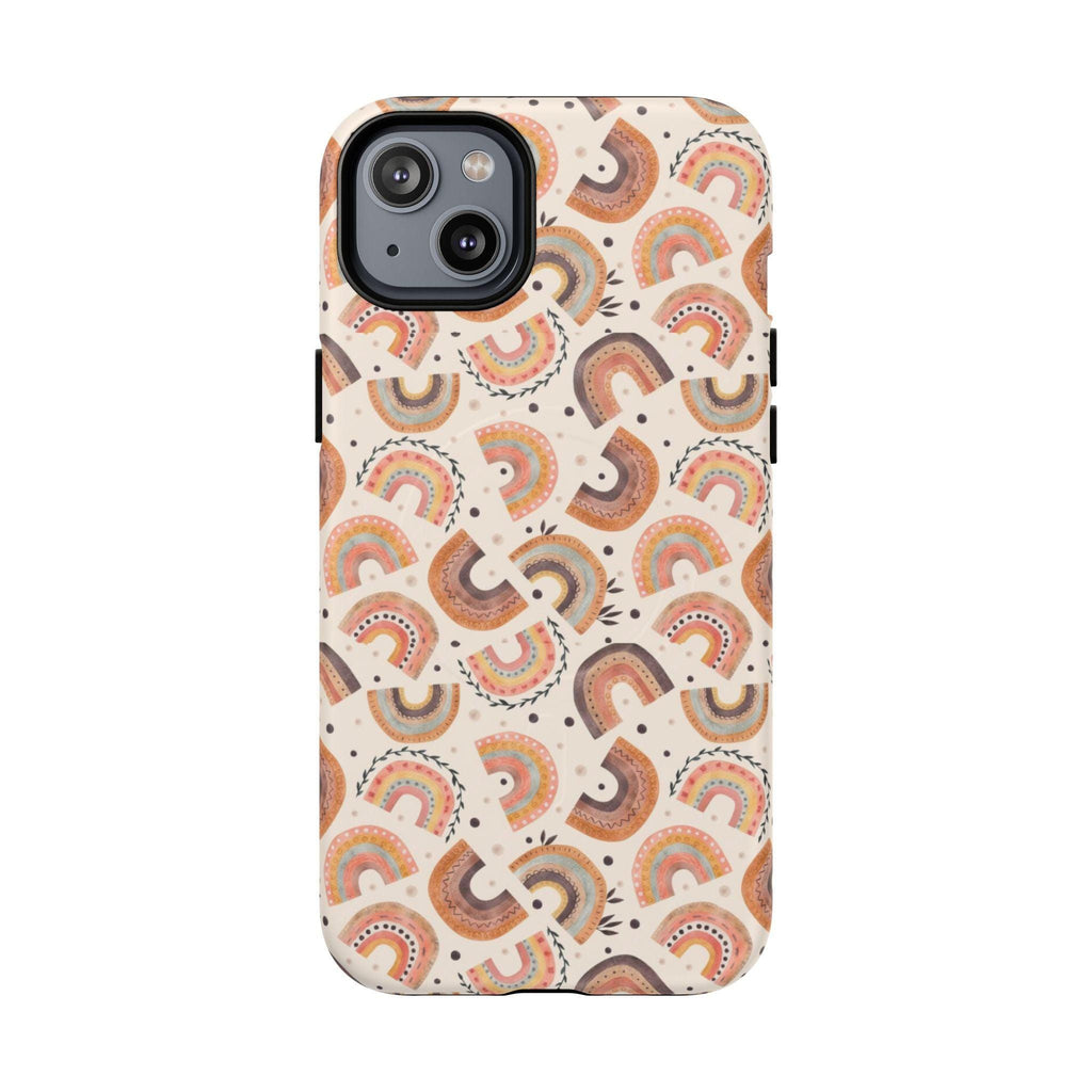 Cozy Boho Aesthetic Terracotta Rainbow Magnetic Impact-Resistant Phone Case for Apple iPhone Models