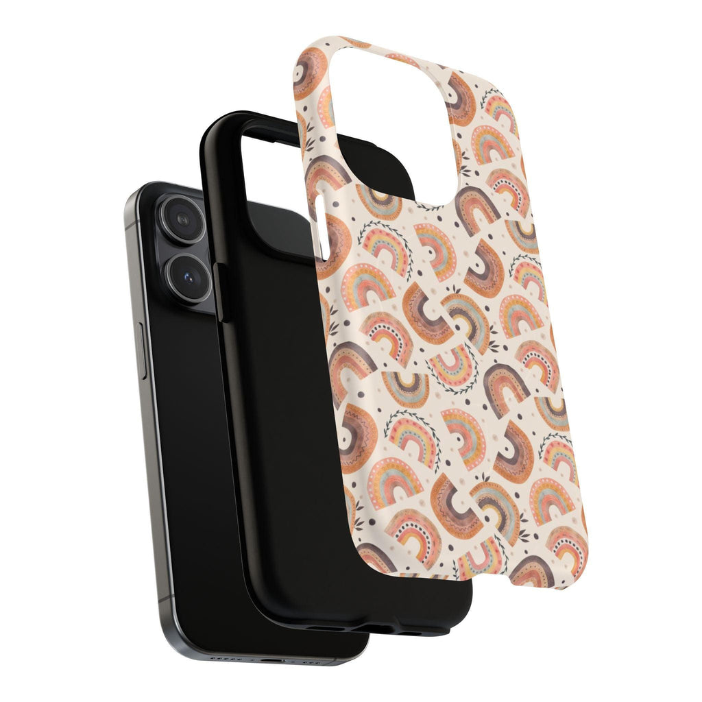 Cozy Boho Aesthetic Terracotta Rainbow Magnetic Impact-Resistant Phone Case for Apple iPhone Models