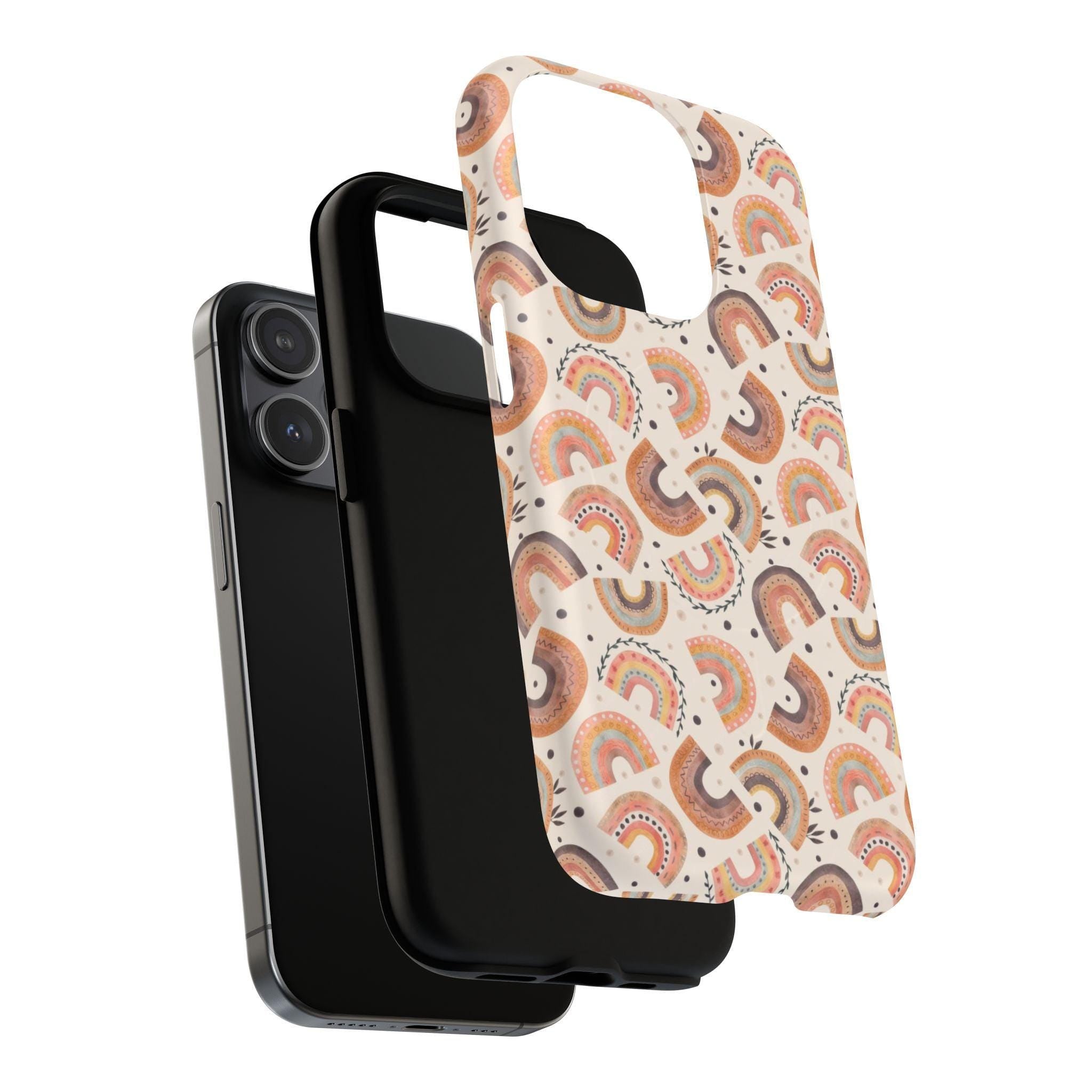 Cozy Boho Aesthetic Terracotta Rainbow Magnetic Impact-Resistant Phone Case for Apple iPhone Models