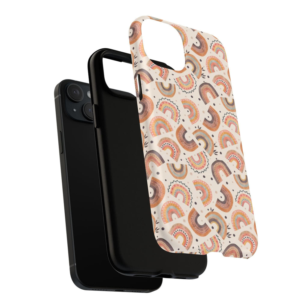 Cozy Boho Aesthetic Terracotta Rainbow Magnetic Impact-Resistant Phone Case for Apple iPhone Models