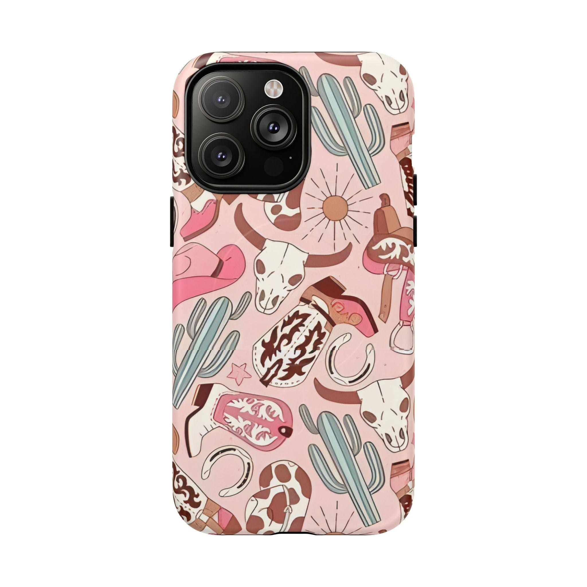 Pink Boots & Desert Sun Cowgirl Magnetic Impact-Resistant Phone Case for Apple iPhone Models