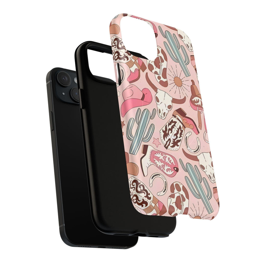 Pink Boots & Desert Sun Cowgirl Magnetic Impact-Resistant Phone Case for Apple iPhone Models