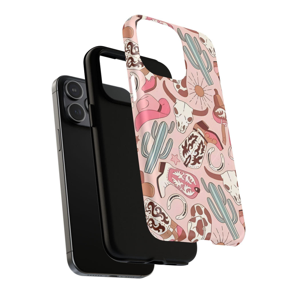 Pink Boots & Desert Sun Cowgirl Magnetic Impact-Resistant Phone Case for Apple iPhone Models