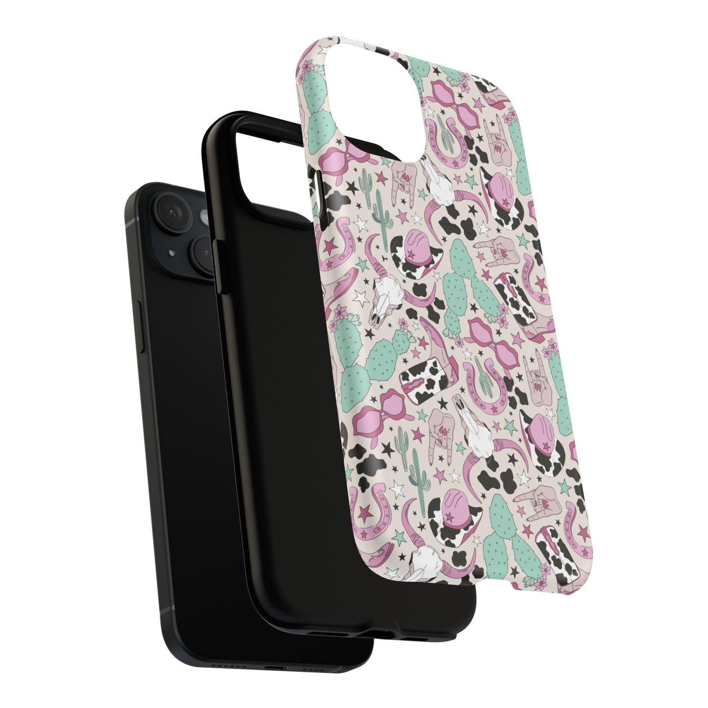 Boots, Skulls & Cactus Pastel Western Print Magnetic Impact-Resistant Phone Case for Apple iPhone Models
