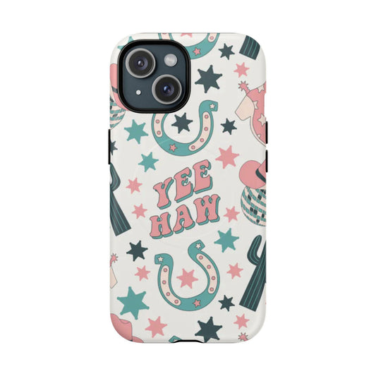 Yee Haw Pastel Western Cute Cowgirl Vibes Magnetic Impact-Resistant Phone Case for Apple iPhone Models